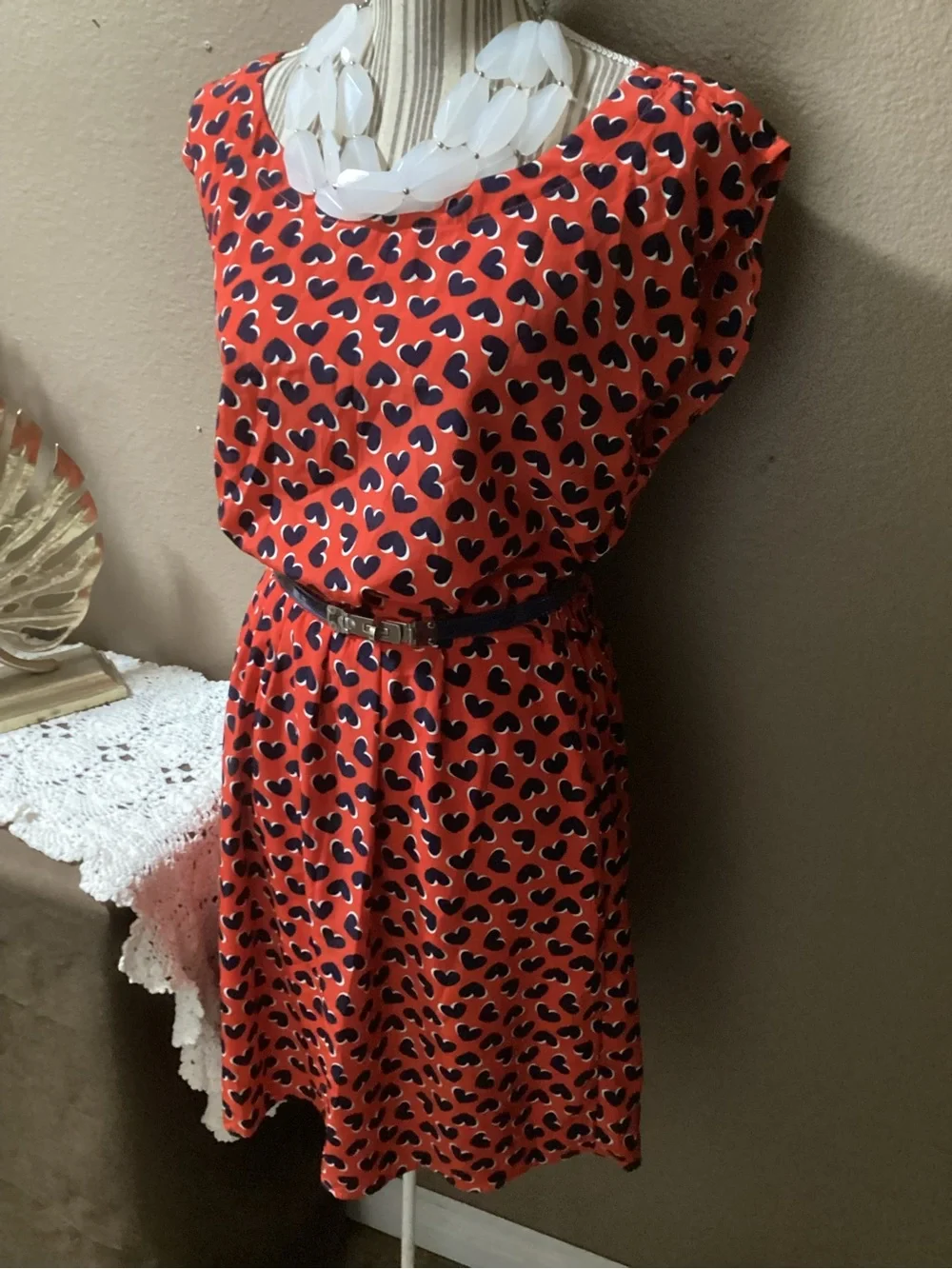 Old Navy | Dresses | Old Navy Red Dress With Navy And White Heart Print |  Poshmark